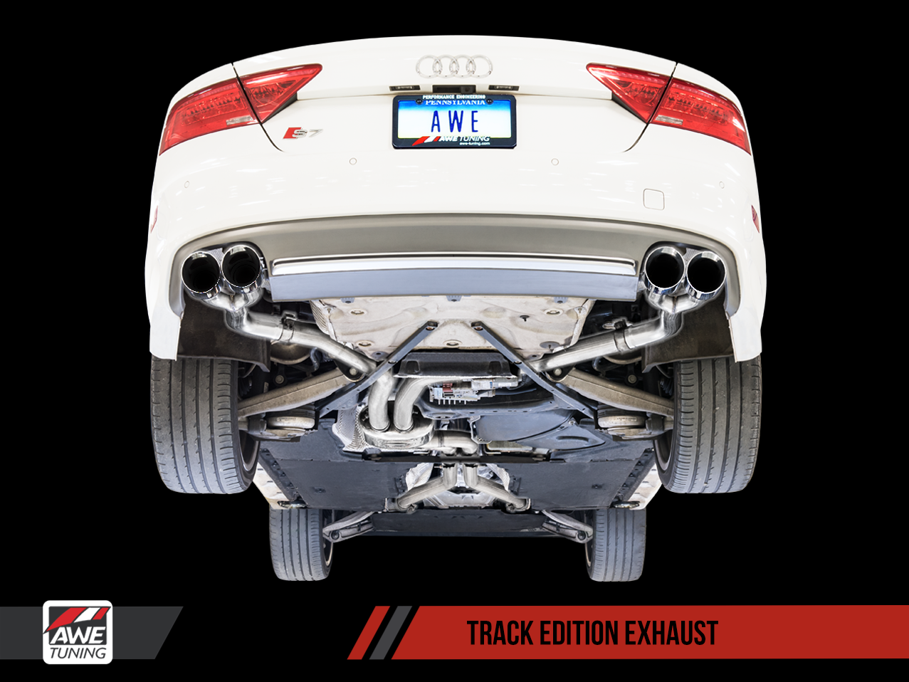 AWE Track Edition Exhaust for Audi C7 S7 4.0T - Chrome Silver Tips - 0