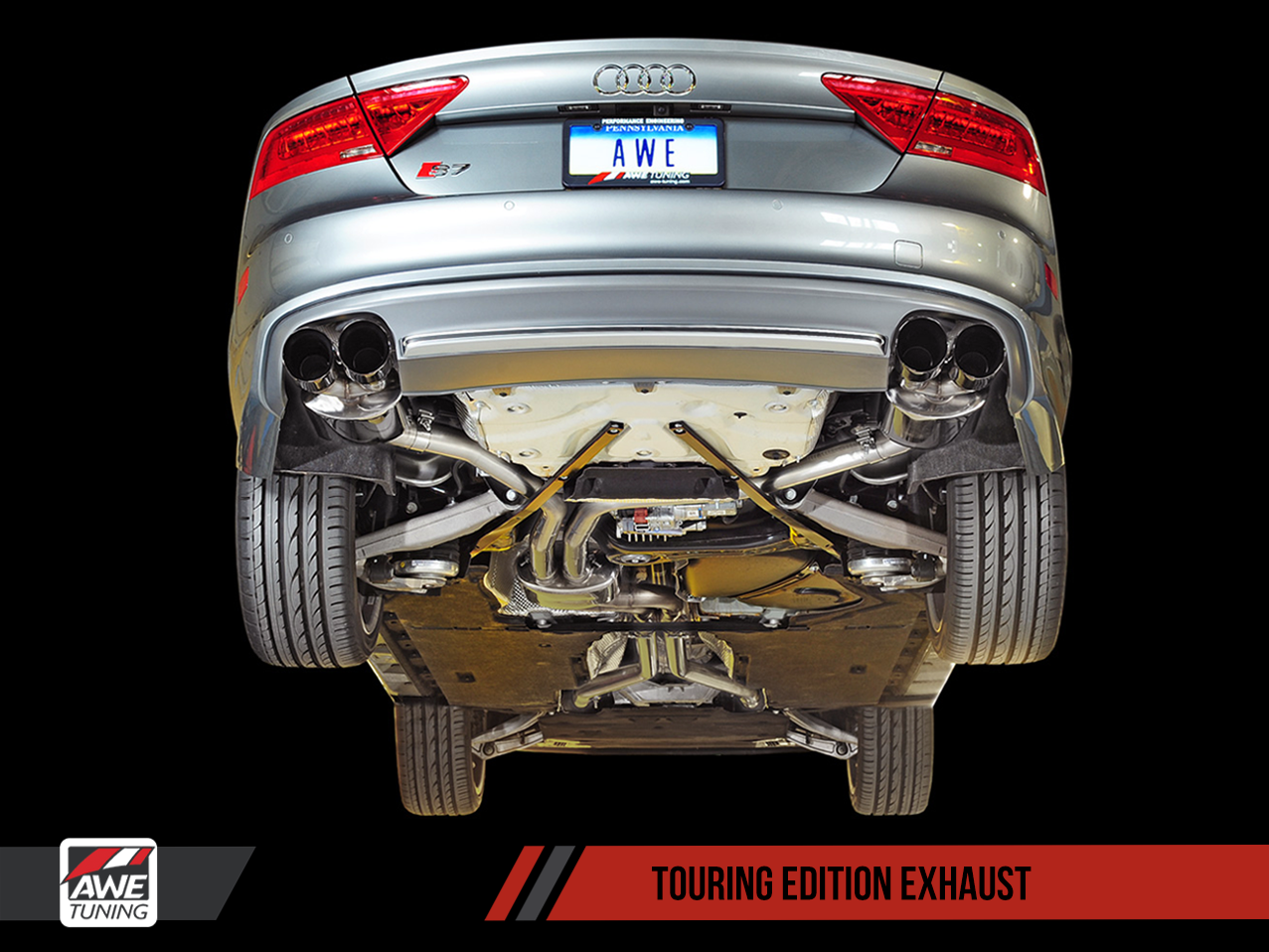 AWE Touring Edition Exhaust for Audi C7 S7 4.0T - Polished Silver Tips - 0