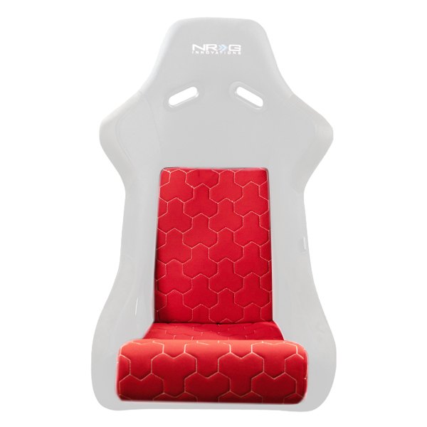 NRG FRP Bucket Seat Cushion/ White Stitching Hex Geometric 3pc Seat Cushion - Red