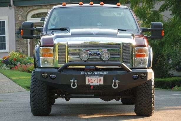 Road Armor 08-10 Ford F-250 Stealth Front Winch Bumper w/Pre-Runner Guard - Tex Blk