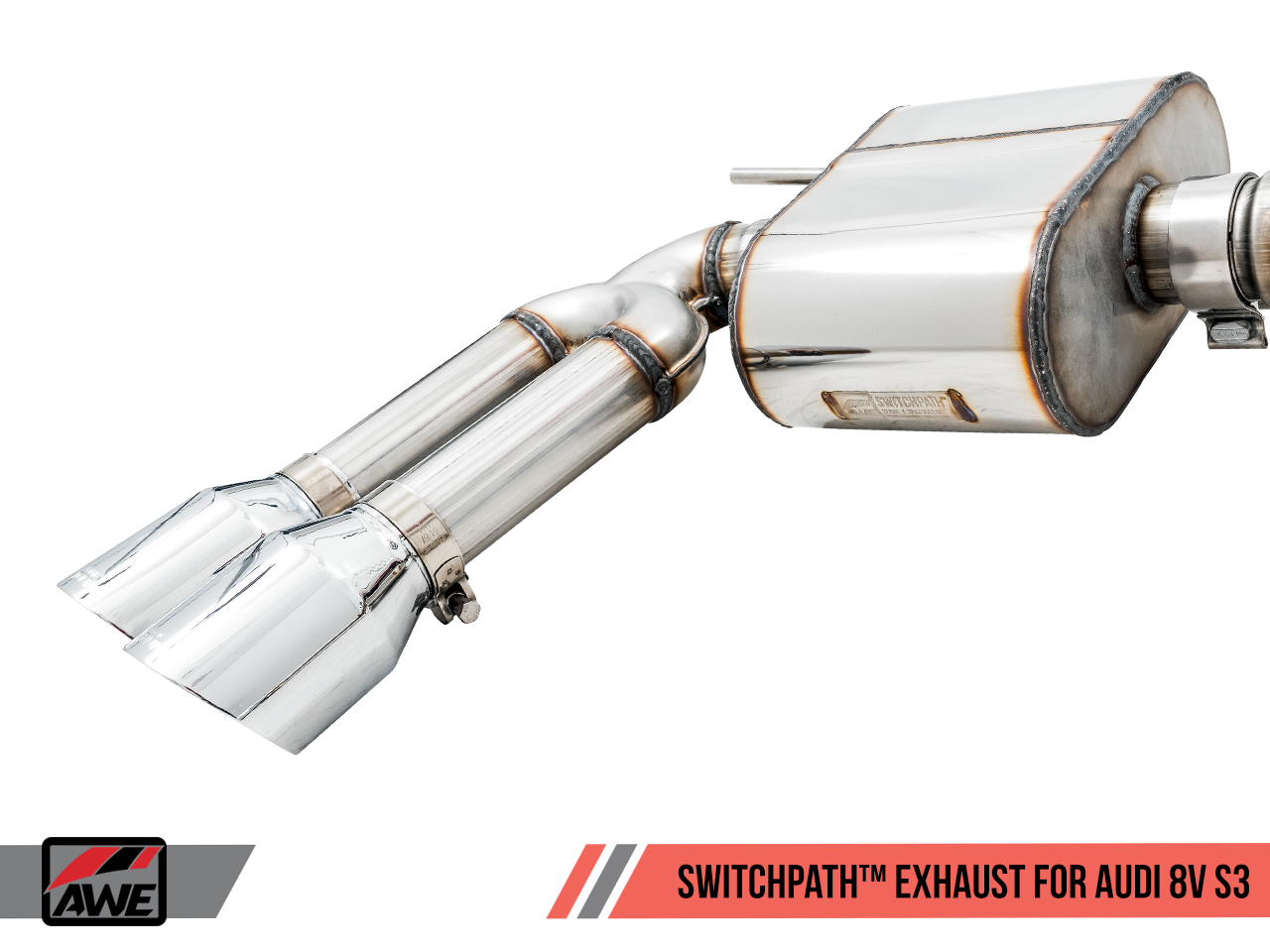 AWE SwitchPath™ Exhaust for Audi 8V S3 - Chrome Silver Tips, 102mm