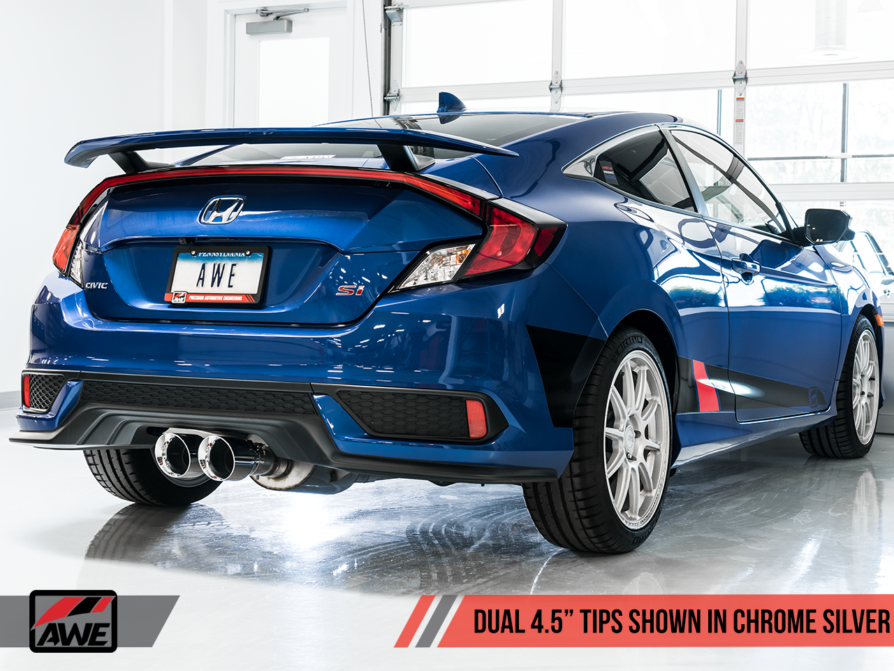 AWE Touring Edition Exhaust for 10th Gen Civic Si Coupe / Sedan (includes Front Pipe) - Dual Chrome Silver Tips