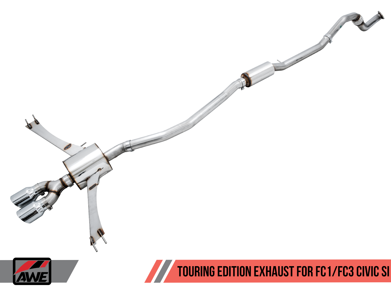 AWE Touring Edition Exhaust for 10th Gen Civic Si Coupe / Sedan (includes Front Pipe) - Dual Chrome Silver Tips