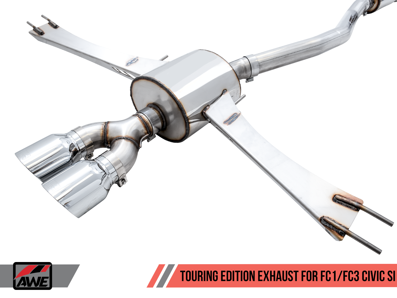 AWE Touring Edition Exhaust for 10th Gen Civic Si Coupe / Sedan (includes Front Pipe) - Dual Chrome Silver Tips - 0