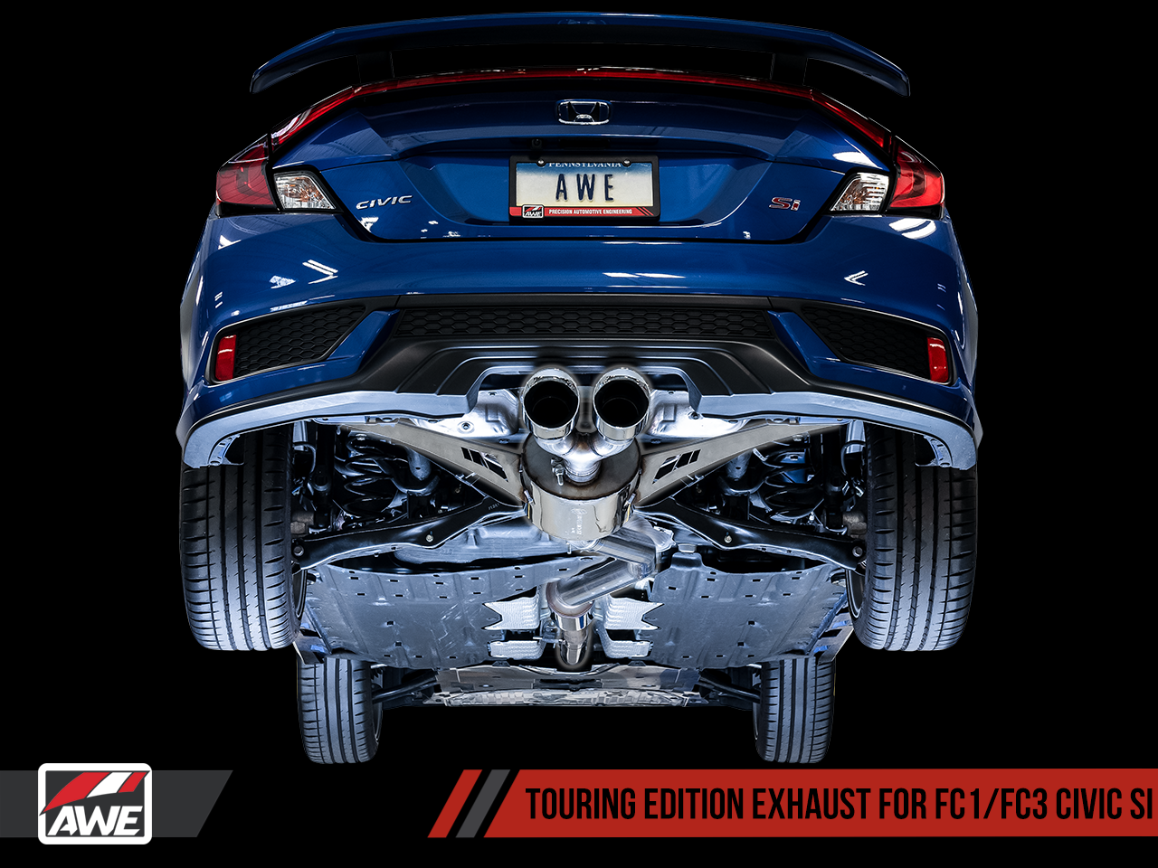 AWE Touring Edition Exhaust for 10th Gen Civic Si Coupe / Sedan (includes Front Pipe) - Dual Chrome Silver Tips