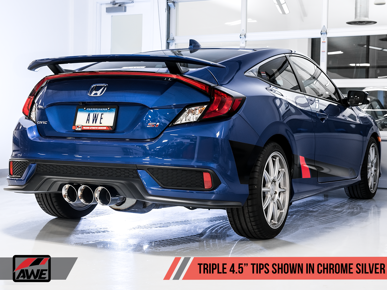 AWE Track Edition Exhaust for 10th Gen Civic Si Coupe / Sedan (includes Front Pipe) - Triple Chrome Silver Tips