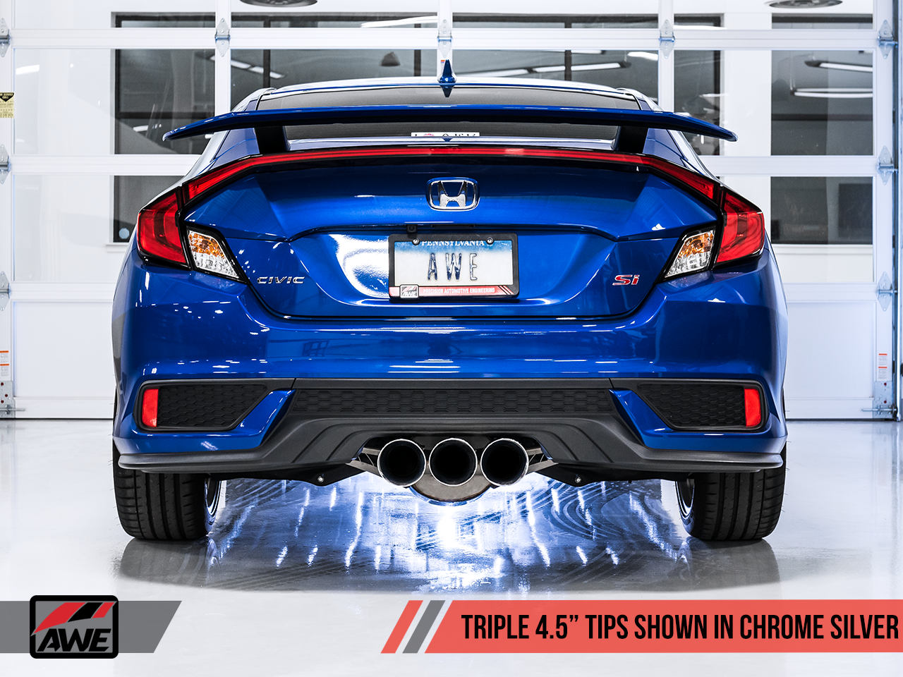 AWE Track Edition Exhaust for 10th Gen Civic Si Coupe / Sedan (includes Front Pipe) - Triple Chrome Silver Tips - 0