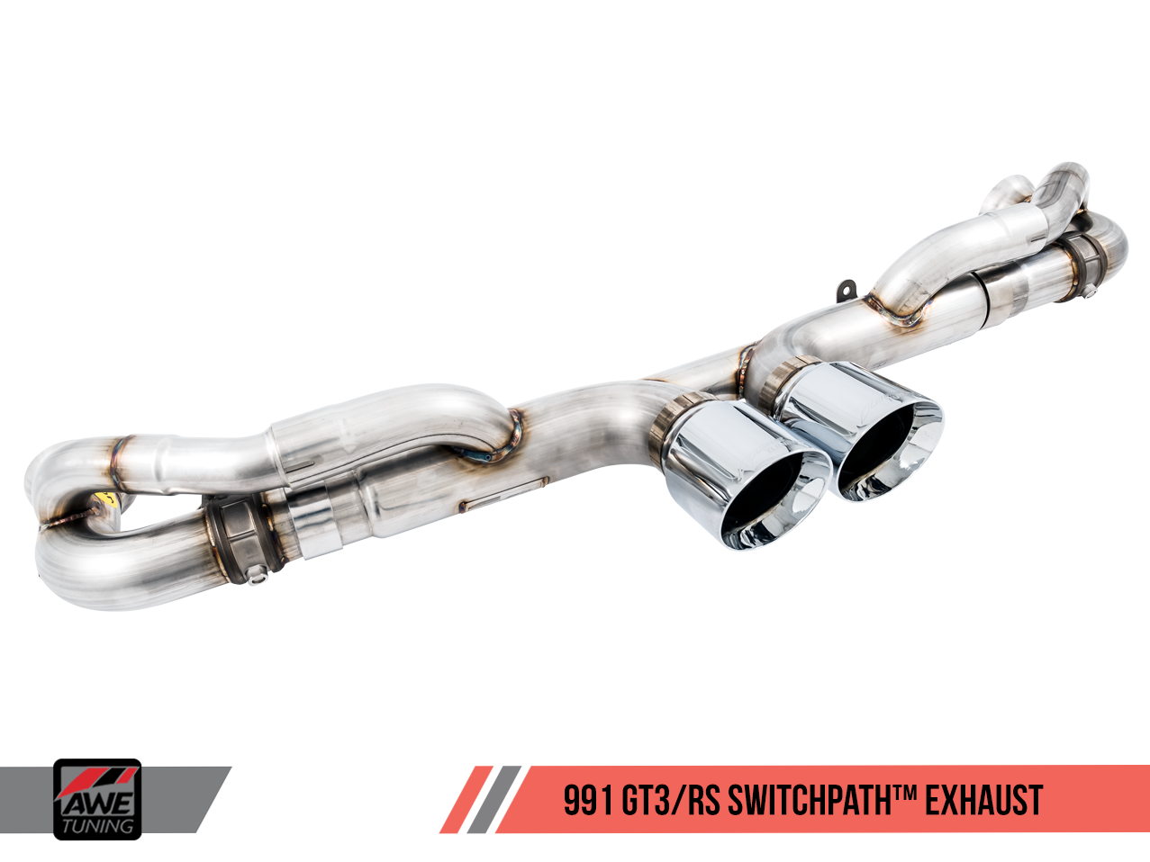 AWE SwitchPath™ Exhaust for Porsche 991.1 / 991.2 GT3 / RS - Chrome Silver Tips