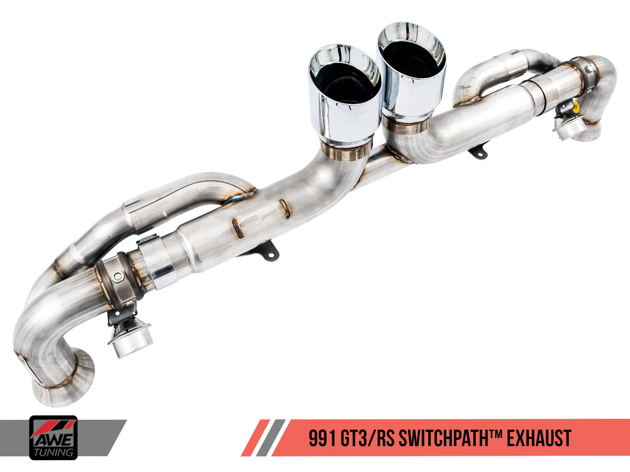 AWE SwitchPath™ Exhaust for Porsche 991.1 / 991.2 GT3 / RS - Chrome Silver Tips