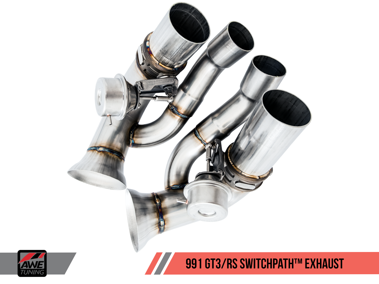 AWE SwitchPath™ Exhaust for Porsche 991.1 / 991.2 GT3 / RS - Chrome Silver Tips