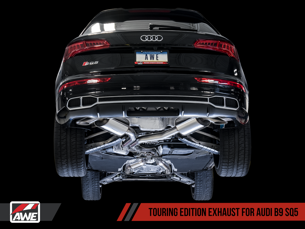 AWE Touring Edition Exhaust for Audi B9 SQ5 - Non-Resonated - No Tips (Turn Downs)