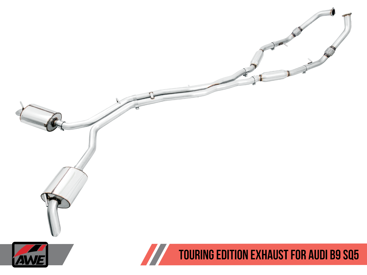 AWE Touring Edition Exhaust for Audi B9 SQ5 - Resonated - No Tips (Turn Downs) - 0