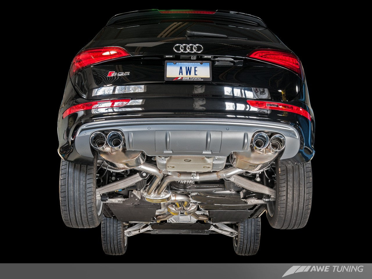 AWE Touring Edition Exhaust for 8R SQ5 - Quad Outlet, Chrome Silver Tips