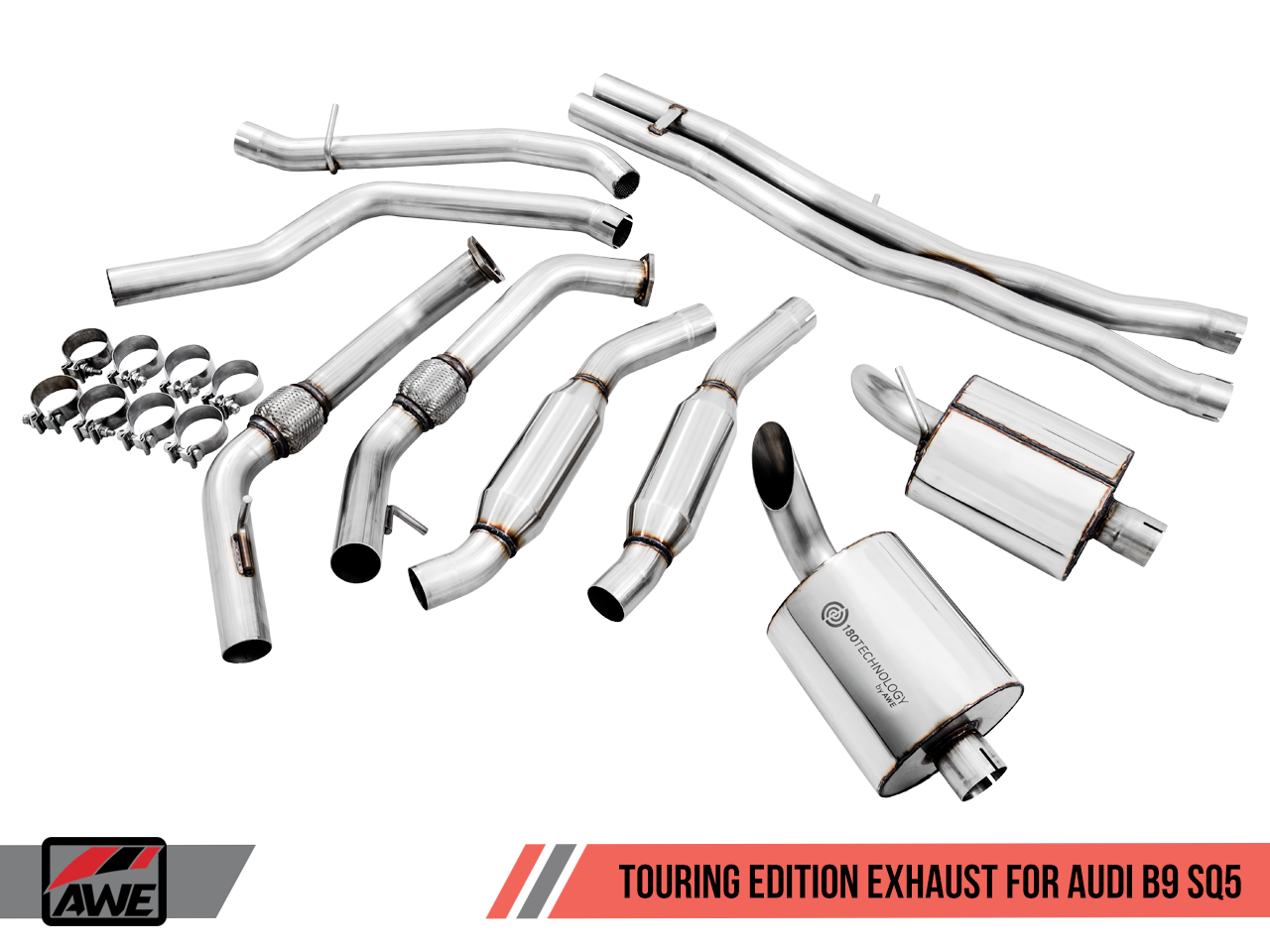 AWE Touring Edition Exhaust for Audi B9 SQ5 - Non-Resonated - No Tips (Turn Downs)