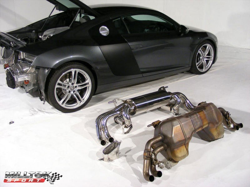 Milltek Cat Back Non Resonated - R8 V8 4.2 FSI quattro - Removes Secondary catalysts. Uses OEM tips