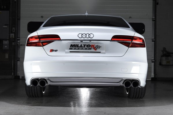 Milltek Resonated Cat Back Exhaust With Cerakote Black Tips  - Audi S8 4.0 TFSI Quattro Tiptronic