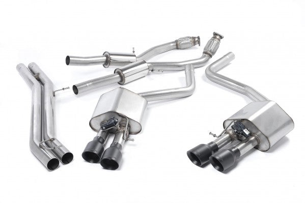 Milltek Resonated Cat Back Exhaust With Cerakote Black Tips  - Audi S8 4.0 TFSI Quattro Tiptronic