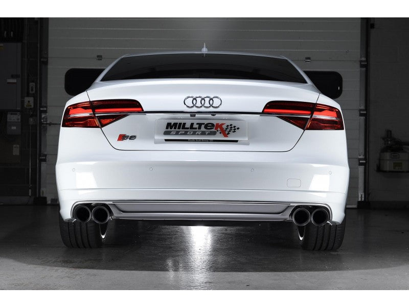 Milltek Non-Resonated Cat Back Exhaust With Cerakote Black Tips  - Audi S8 4.0 TFSI Quattro Tiptronic