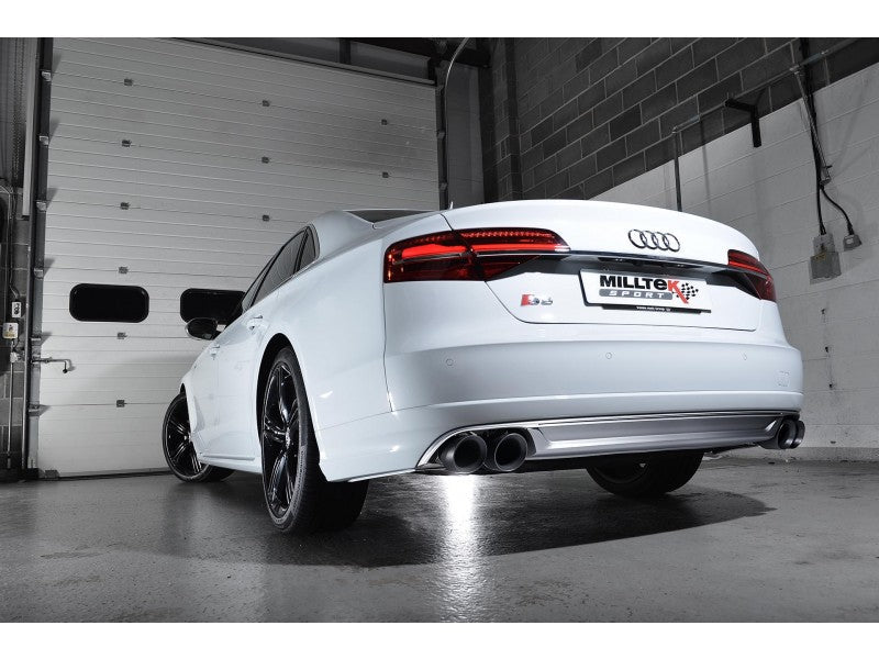 Milltek Non-Resonated Cat Back Exhaust With Cerakote Black Tips  - Audi S8 4.0 TFSI Quattro Tiptronic