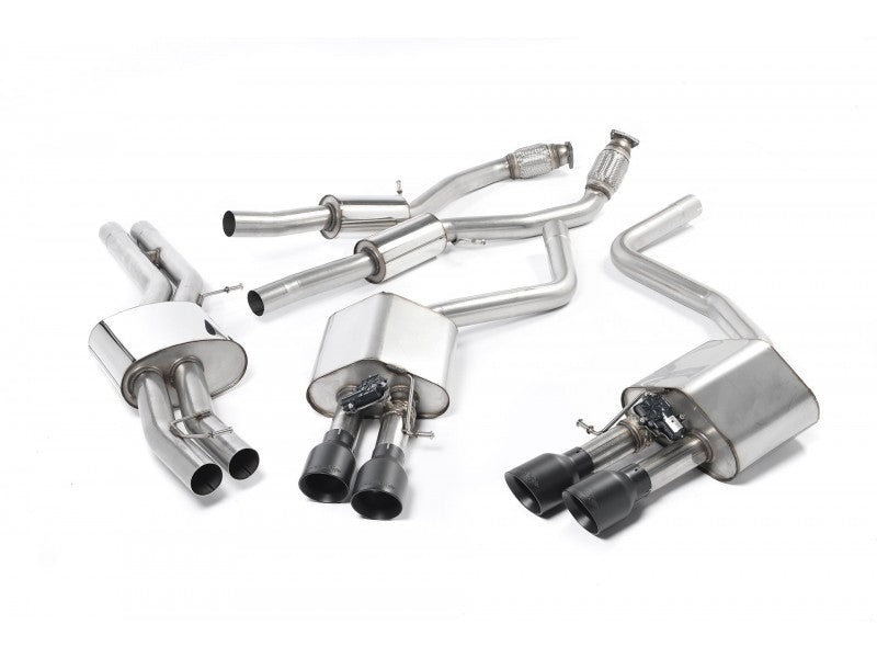 Milltek Non-Resonated Cat Back Exhaust With Cerakote Black Tips  - Audi S8 4.0 TFSI Quattro Tiptronic