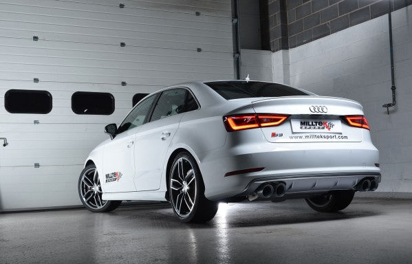 Milltek Resonated Cat Back Exhaust With Quad Round Titanium Tips  - Audi S3 2.0 TFSI Quattro Sedan 8V