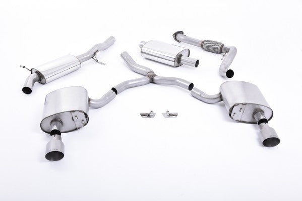 Milltek Resonated Cat Back - Dual GT-100 Titanium Tips  - A4 B9 Quatttro 2.0T