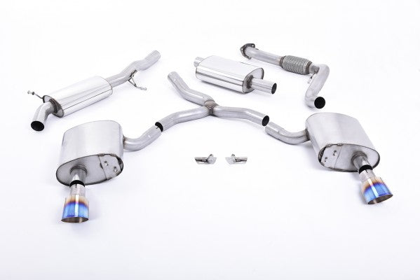 Milltek Resonated Cat Back - Dual GT-100 Burnt Titanium Tips  - A4 B9 Quatttro 2.0T