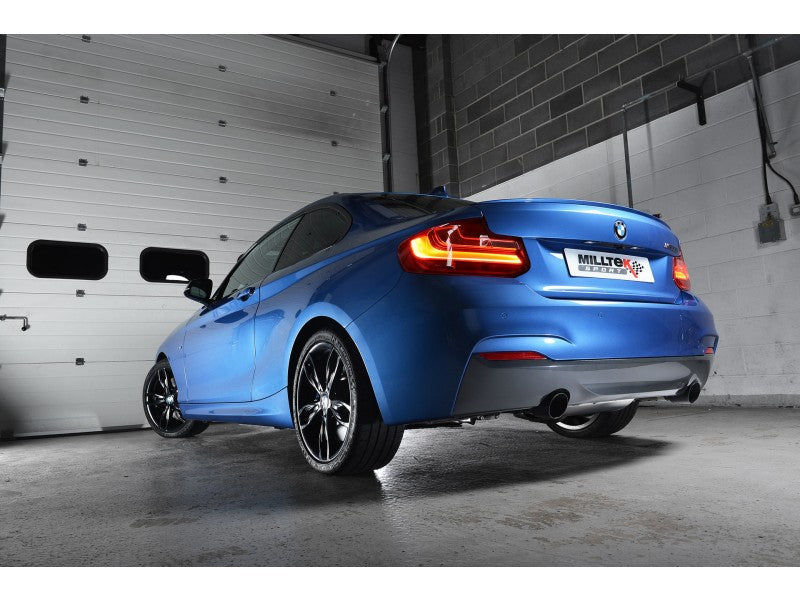 Milltek Cat-Back Exhaust Resonated With Cerakote Black Tips - BMW M235i