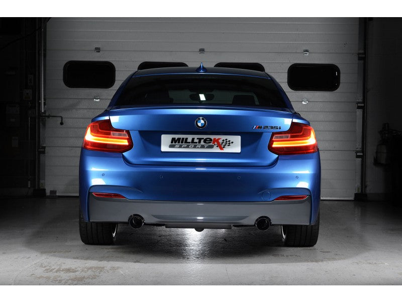 Milltek Cat-Back Exhaust Resonated With Cerakote Black Tips - BMW M235i