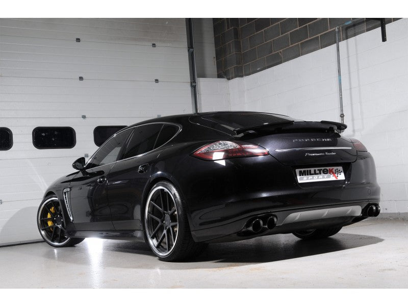 Milltek 2.75" Euro / Resonated Cat Back System - Quad 100mm GT Cerakote Black Tips - Panamera Turbo & Turbo S