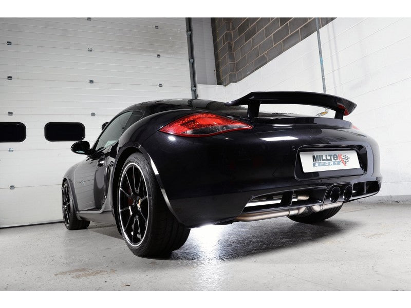 Milltek Non Resonated 2.25" Cat Back Exhaust - Twin 90mm Ceramic Black Tips - Cayman S / Boxster S