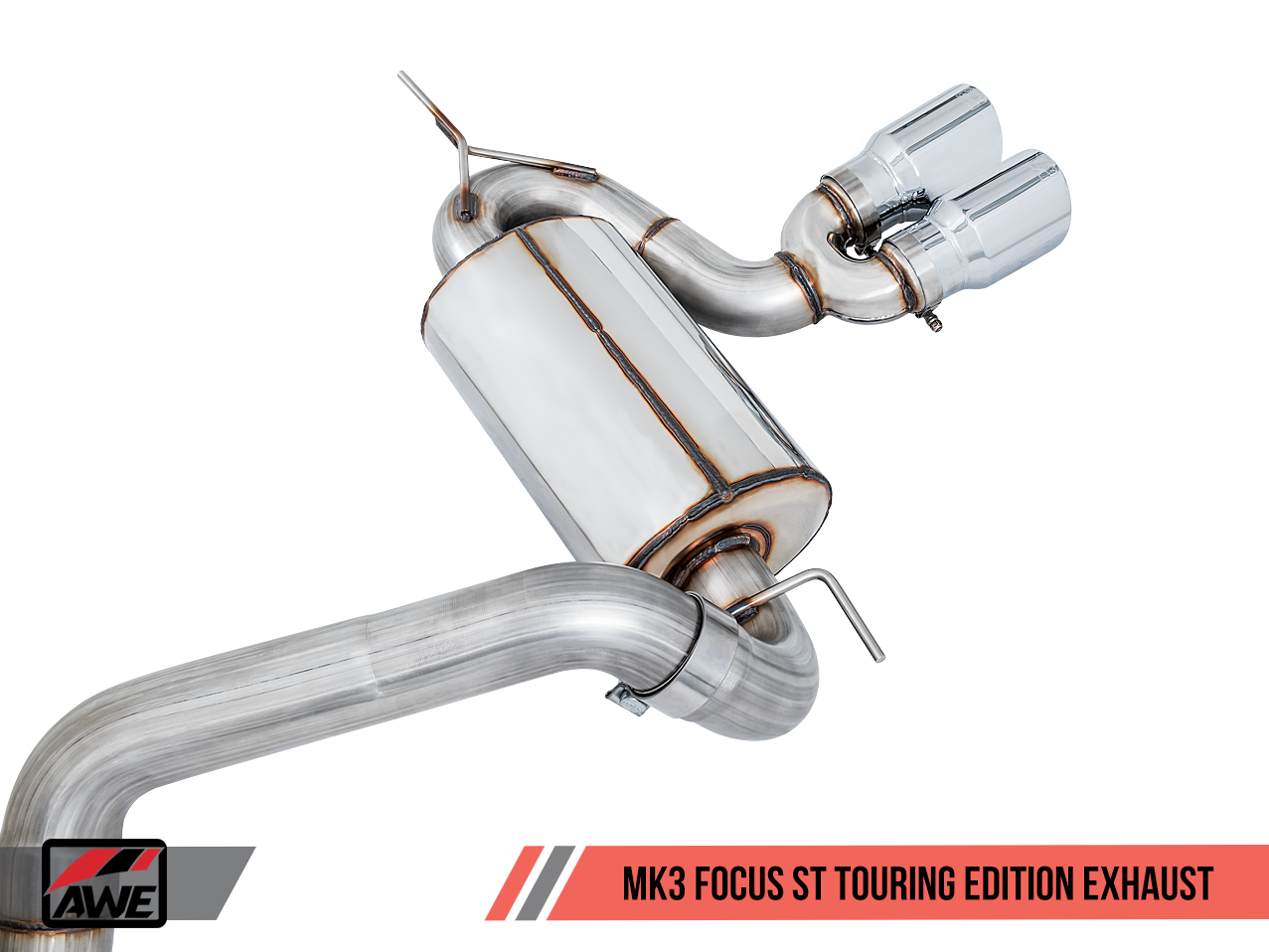 AWE Touring Edition Cat-back Exhaust for Ford Focus ST - Resonated - Chrome Silver Tips