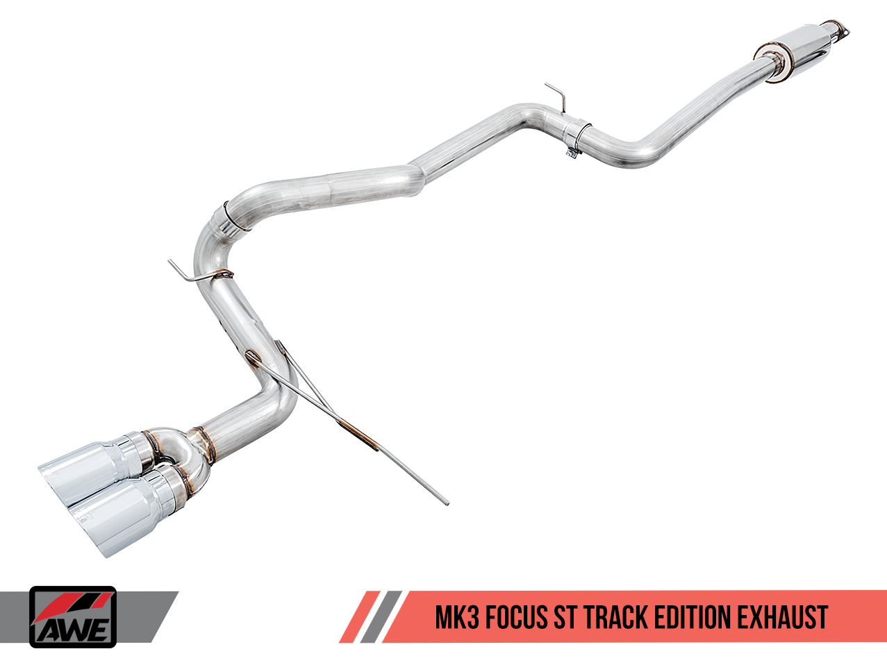 AWE Track Edition Cat-back Exhaust for Ford Focus ST - Chrome Silver Tips