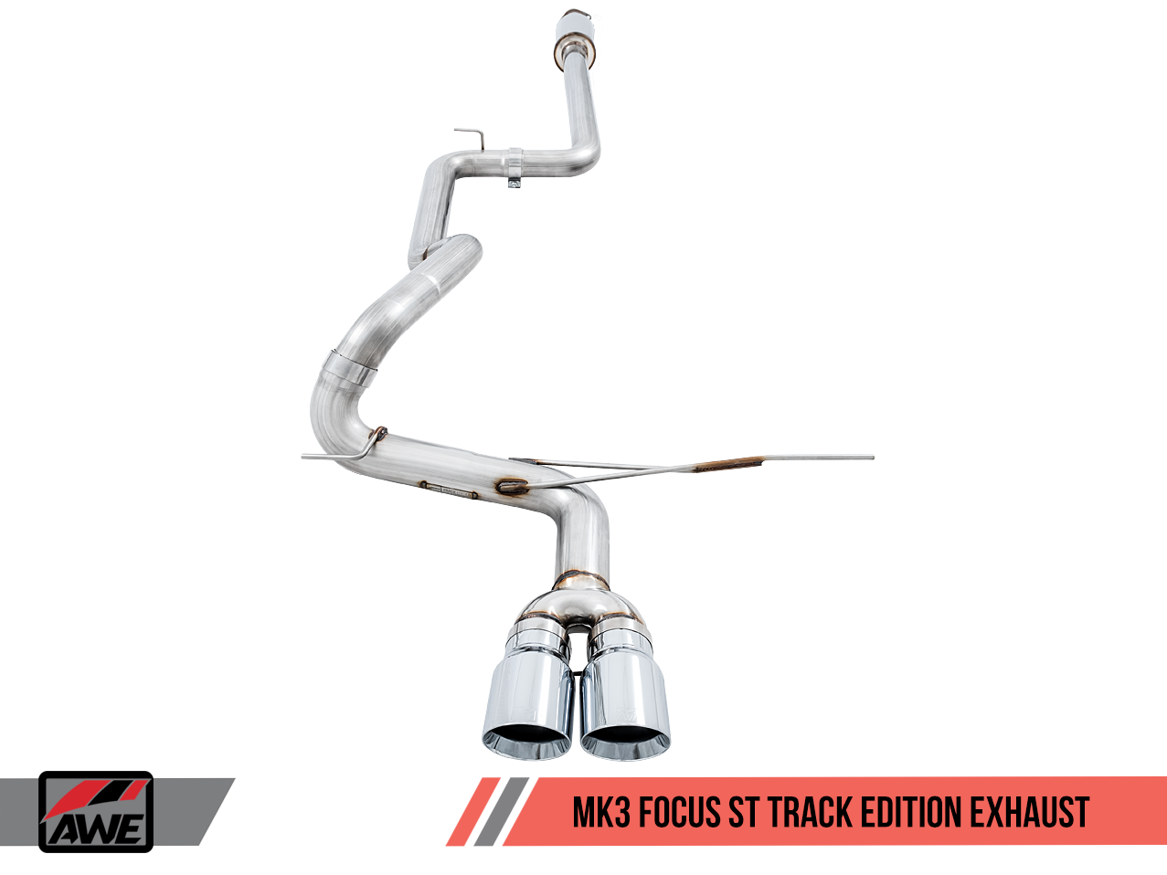 AWE Track Edition Cat-back Exhaust for Ford Focus ST - Chrome Silver Tips