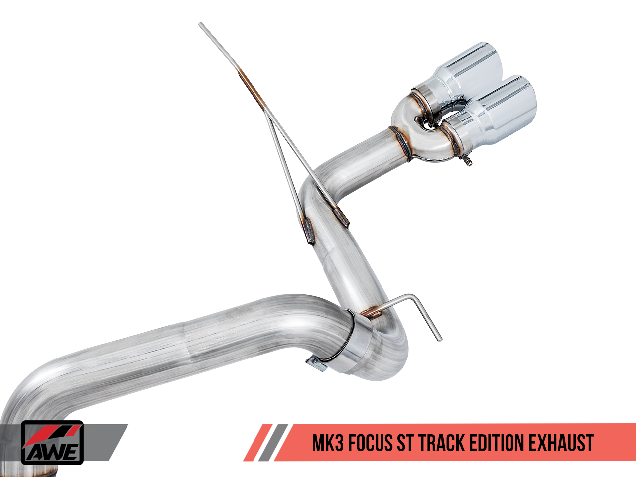 AWE Track Edition Cat-back Exhaust for Ford Focus ST - Chrome Silver Tips