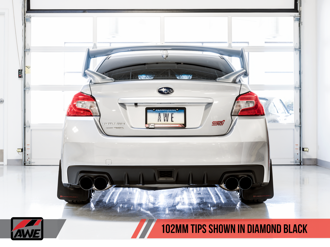 AWE Touring Edition Exhaust for VA STI / GV WRX / GV STI Sedan - Diamond Black Quad Tips (102mm)