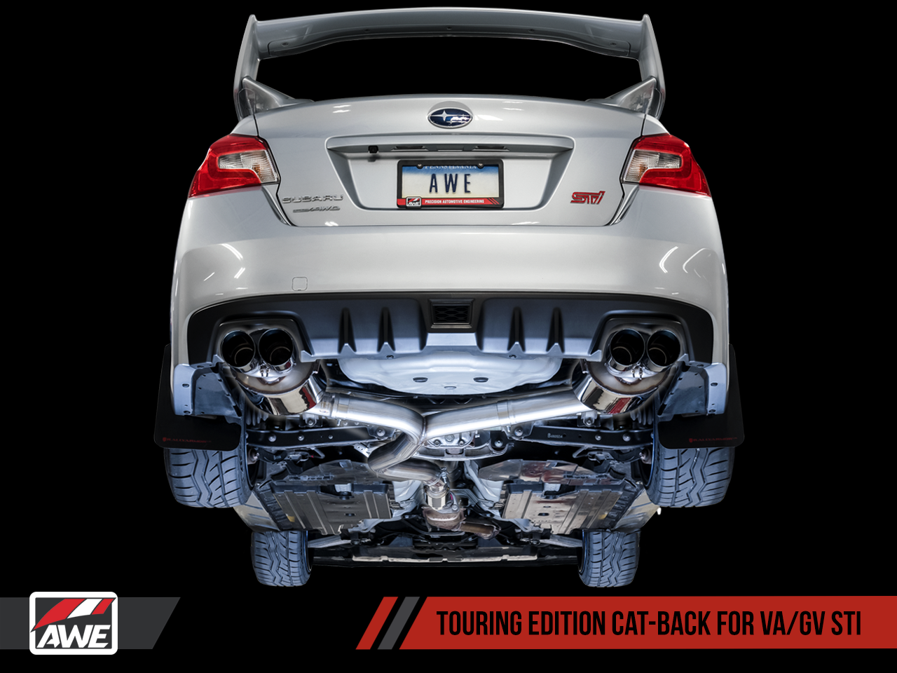 AWE Touring Edition Exhaust for VA STI / GV WRX / GV STI Sedan - Diamond Black Quad Tips (102mm)