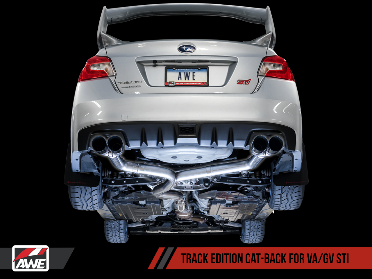 AWE Track Edition Exhaust for VA / GV WRX / STI Sedan - Diamond Black Quad Tips (102mm)