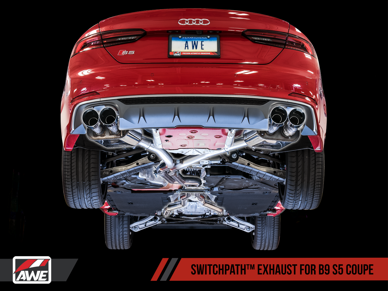 AWE Touring Edition Exhaust for Audi B9 S5 Sportback - Non-Resonated (Black 90mm Tips)