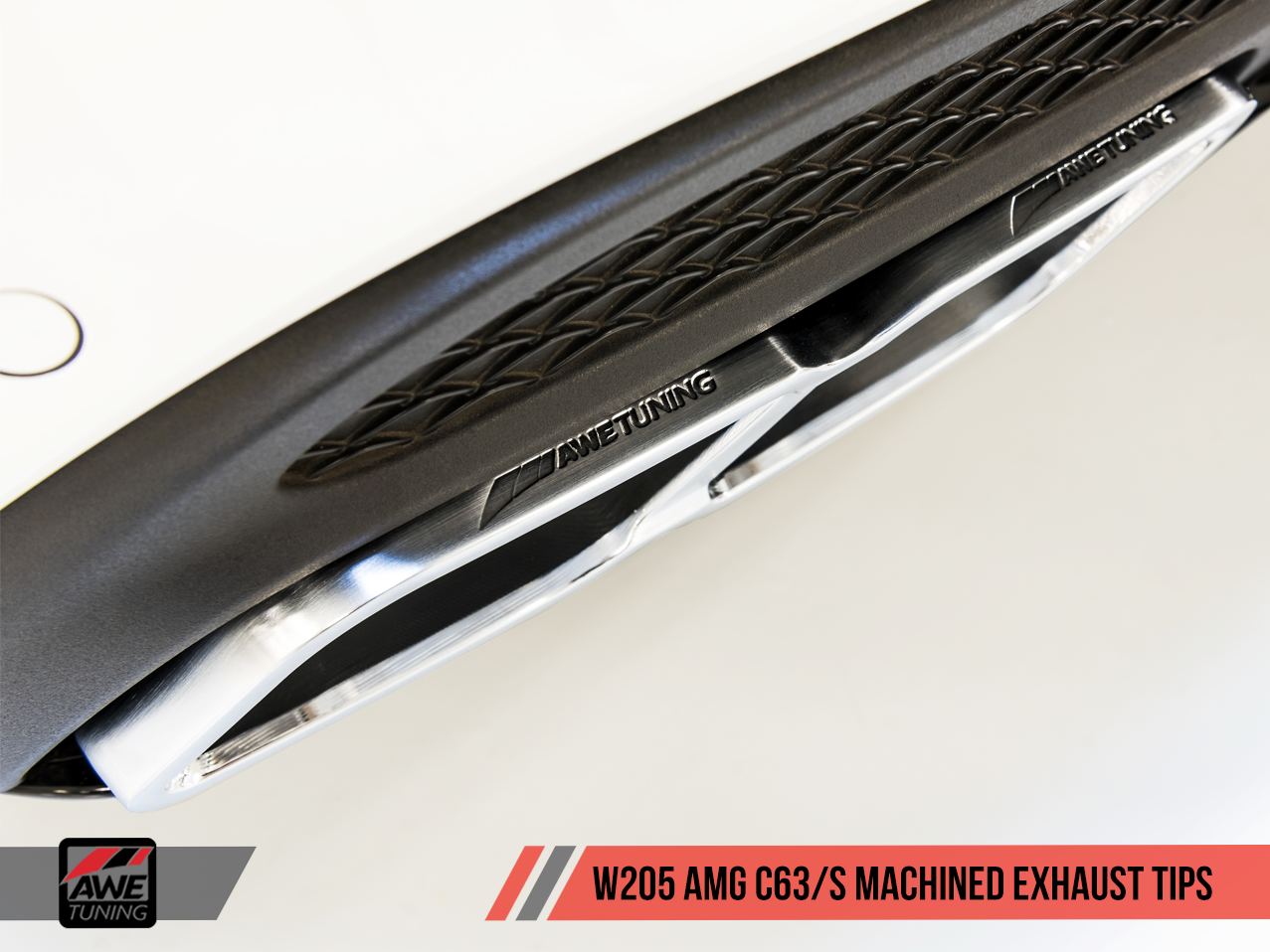 AWE Machined Exhaust Tips for Mercedes-Benz AMG C63 - Brushed Silver - 0