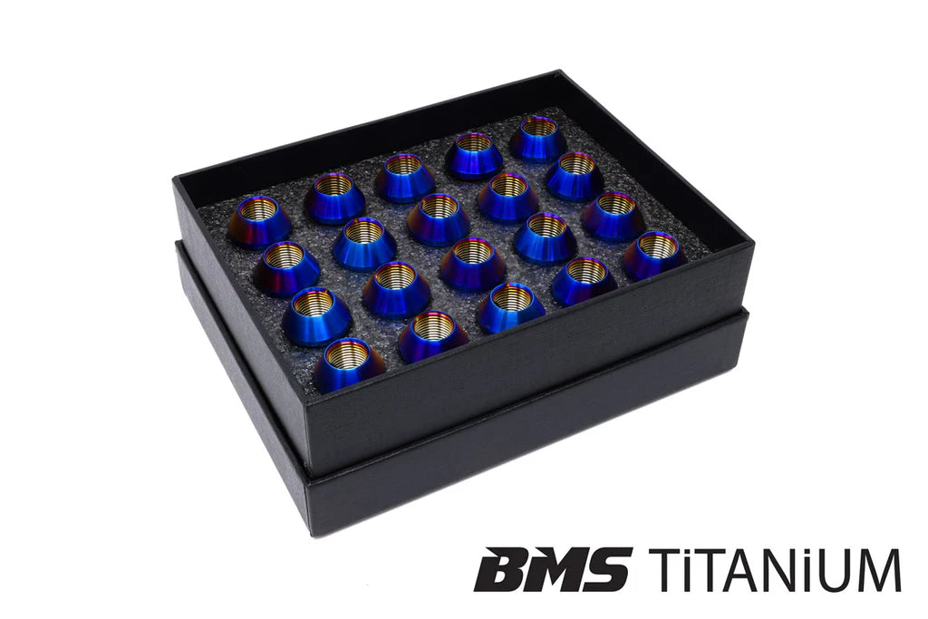 BMS Elite Titanium Lug Nuts - M14x1.25 - Cone Seat - Set of 20