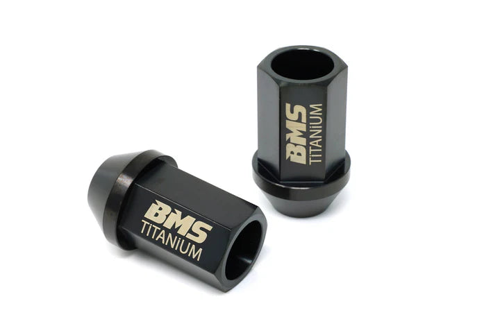 BMS Elite Titanium Lug Nuts for Tesla - 21mm HEX - M14x1.5 - Cone Seat - Set of 20