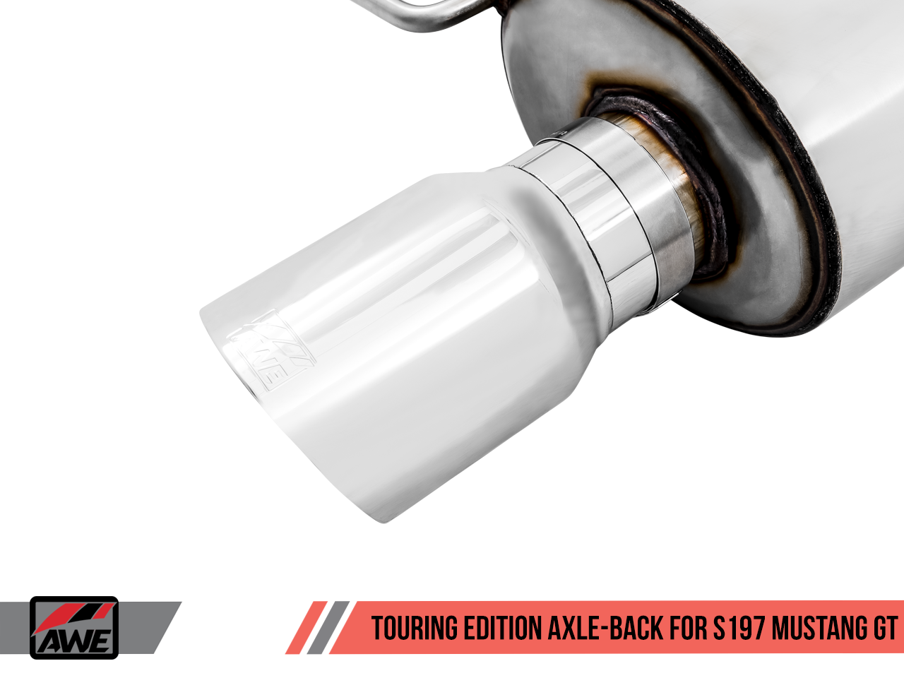 AWE Touring Edition Axle-back Exhaust for the S197 Ford Mustang GT - Chrome Silver Tips