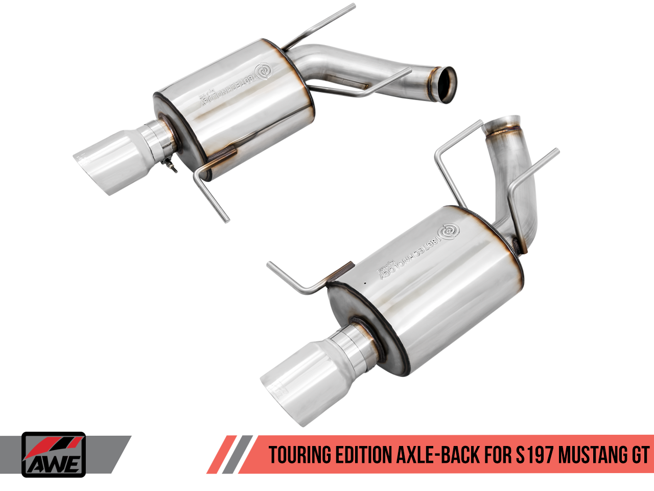 AWE Touring Edition Axle-back Exhaust for the S197 Ford Mustang GT - Chrome Silver Tips