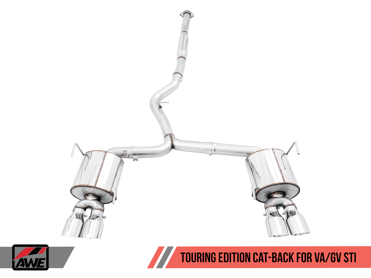 AWE Touring Edition Exhaust for VA STI / GV WRX / GV STI Sedan - Chrome Silver Quad Tips (102mm)