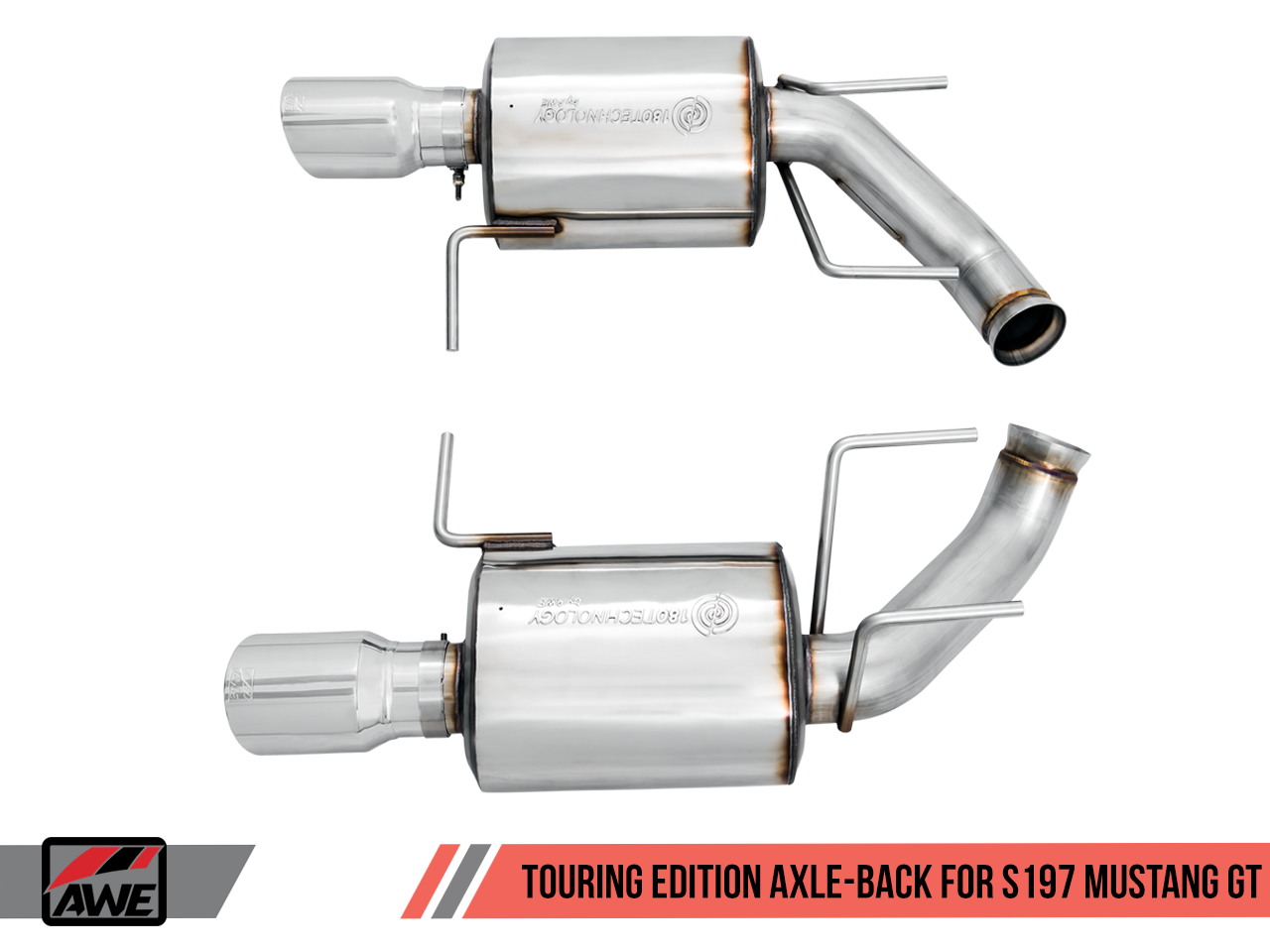 AWE Touring Edition Axle-back Exhaust for the S197 Ford Mustang GT - Chrome Silver Tips