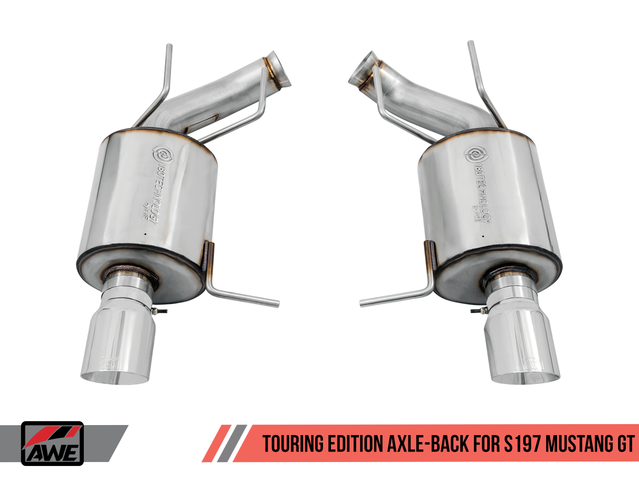 AWE Touring Edition Axle-back Exhaust for the S197 Ford Mustang GT - Chrome Silver Tips