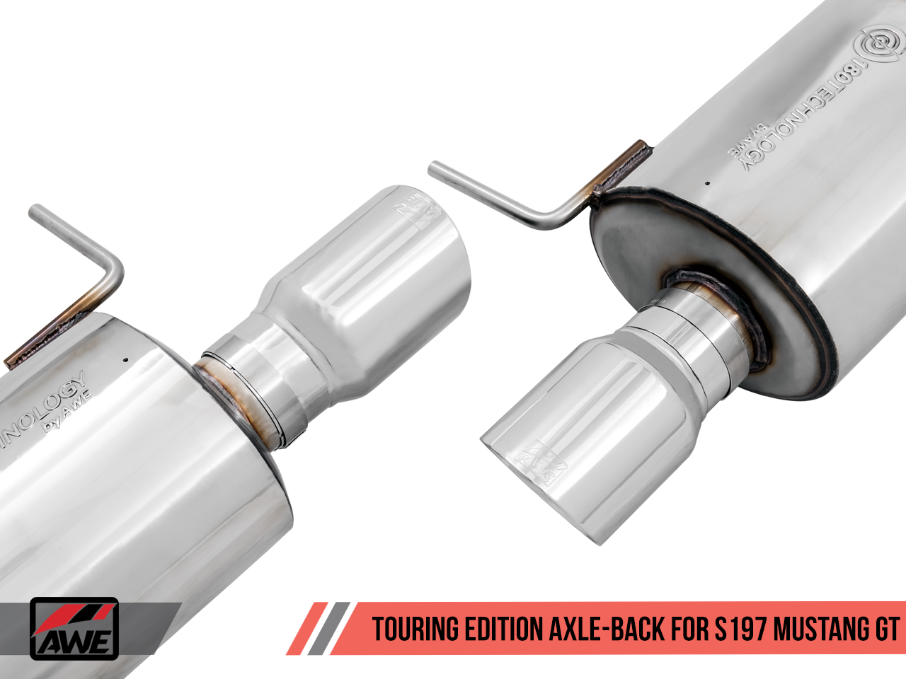 AWE Touring Edition Axle-back Exhaust for the S197 Ford Mustang GT - Chrome Silver Tips - 0