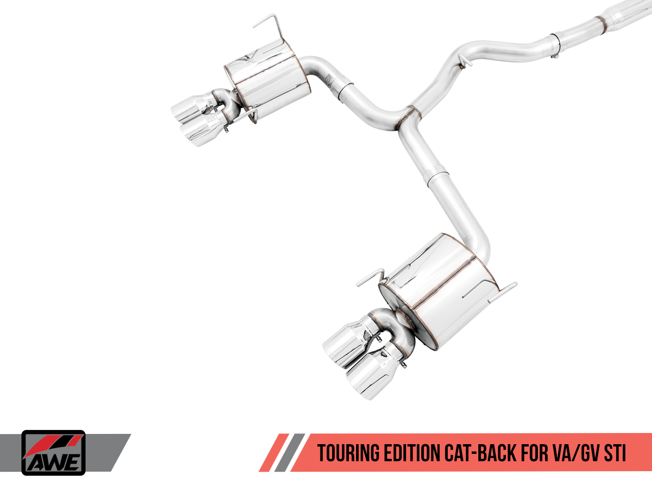 AWE Touring Edition Exhaust for VA STI / GV WRX / GV STI Sedan - Chrome Silver Quad Tips (102mm) - 0