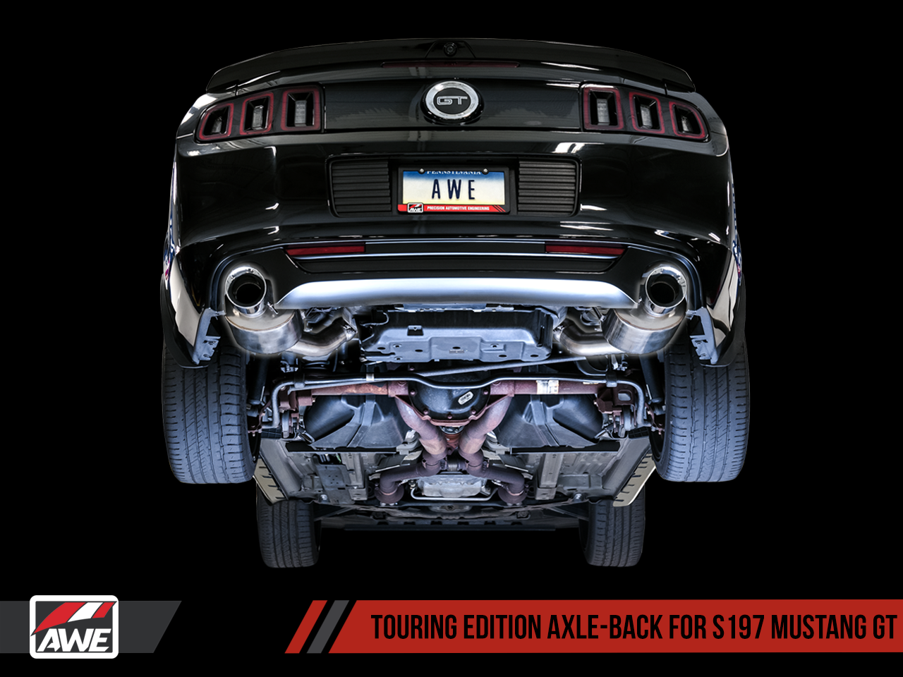 AWE Touring Edition Axle-back Exhaust for the S197 Ford Mustang GT - Chrome Silver Tips